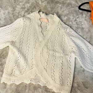 Elegant White Women's Knit Cardigan